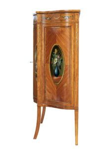19th Century Sheraton Revival Satinwood Inlaid and Painted Cabinet — thumbnail 11