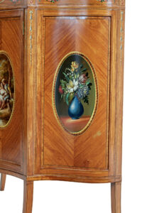 19th Century Sheraton Revival Satinwood Inlaid and Painted Cabinet — thumbnail 7