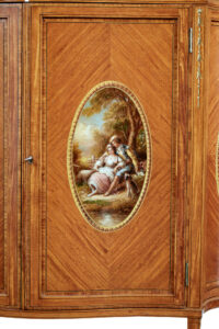 19th Century Sheraton Revival Satinwood Inlaid and Painted Cabinet — thumbnail 6