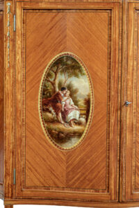 19th Century Sheraton Revival Satinwood Inlaid and Painted Cabinet — thumbnail 5