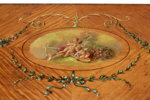 19th Century Sheraton Revival Satinwood Inlaid and Painted Cabinet — thumbnail 3