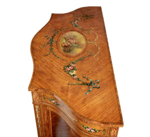 19th Century Sheraton Revival Satinwood Inlaid and Painted Cabinet — thumbnail 2
