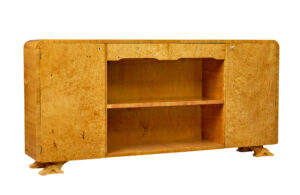 Scandinavian Burr Elm Art Deco Low Open Bookcase — thumbnail 1