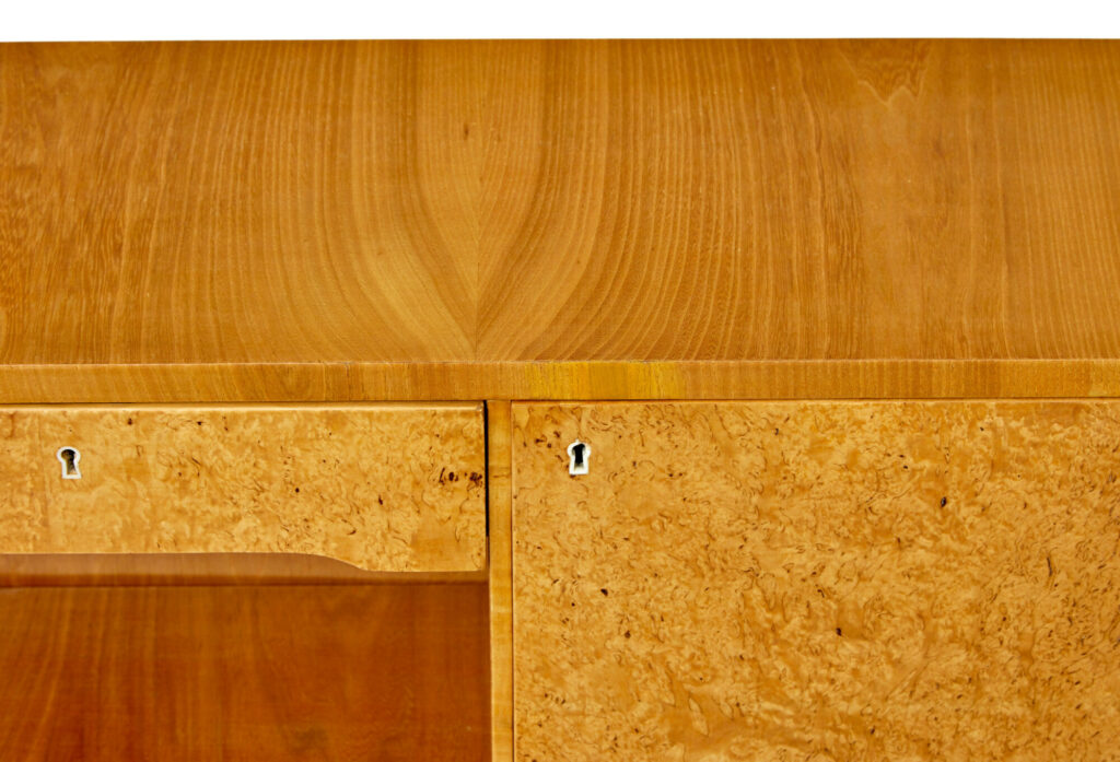 Scandinavian Burr Elm Art Deco Low Open Bookcase — image 9