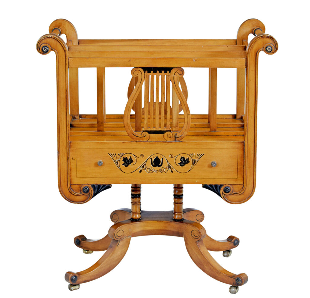 EMPIRE REVIVAL INLAID SATINWOOD MAGAZINE RACK