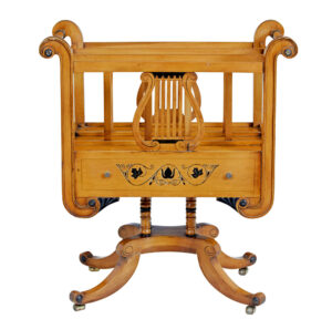 EMPIRE REVIVAL INLAID SATINWOOD MAGAZINE RACK