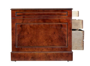 Walnut and Burr Leather Top Pedestal Desk — thumbnail 7