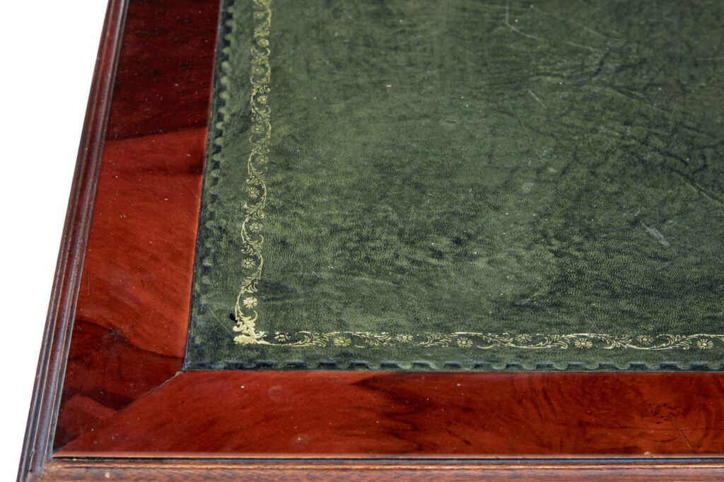 Walnut and Burr Leather Top Pedestal Desk — image 2