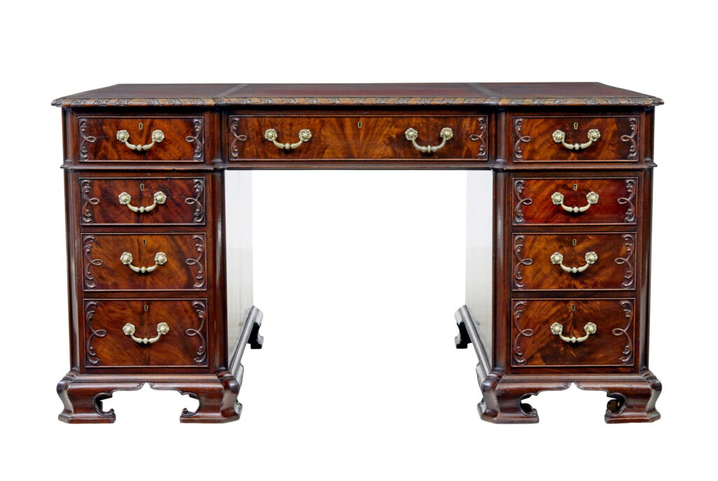 Early 20th Century Mahogany Pedestal Desk by Hobbs &Amp; Co — image 11