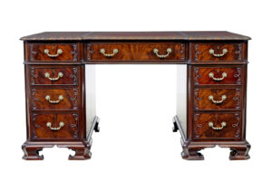 Early 20th Century Mahogany Pedestal Desk by Hobbs &Amp; Co — thumbnail 11