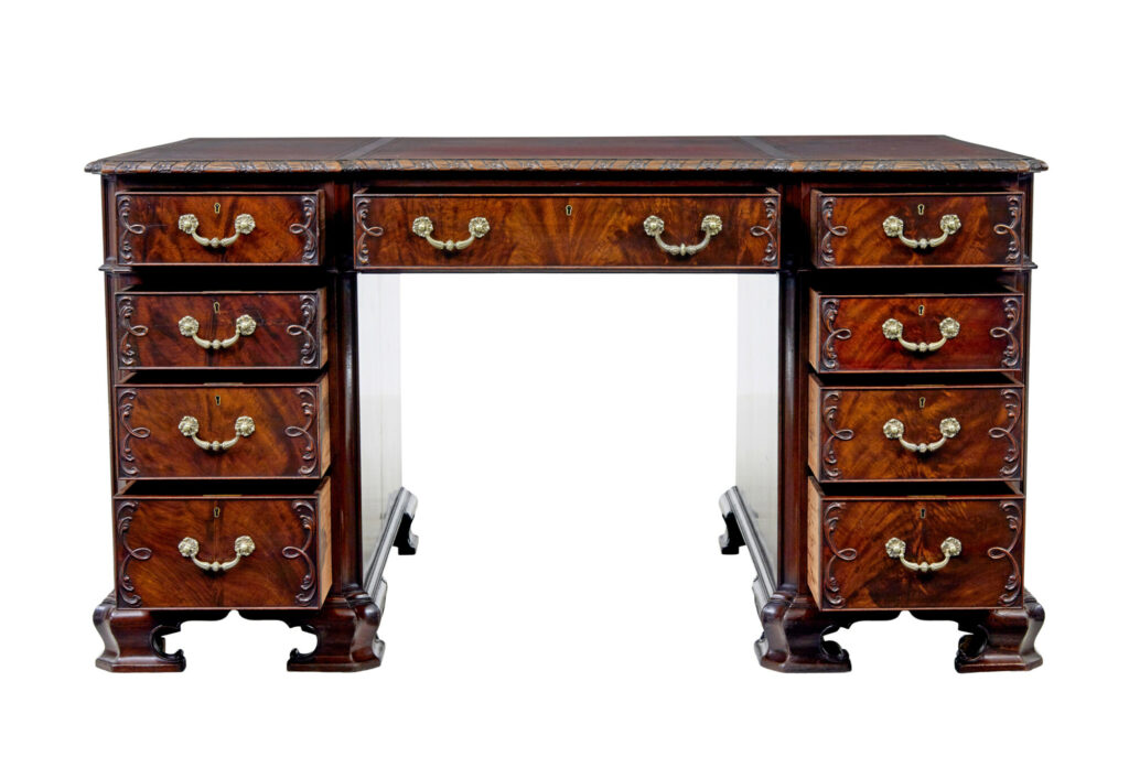 Early 20th Century Mahogany Pedestal Desk by Hobbs &Amp; Co — image 10