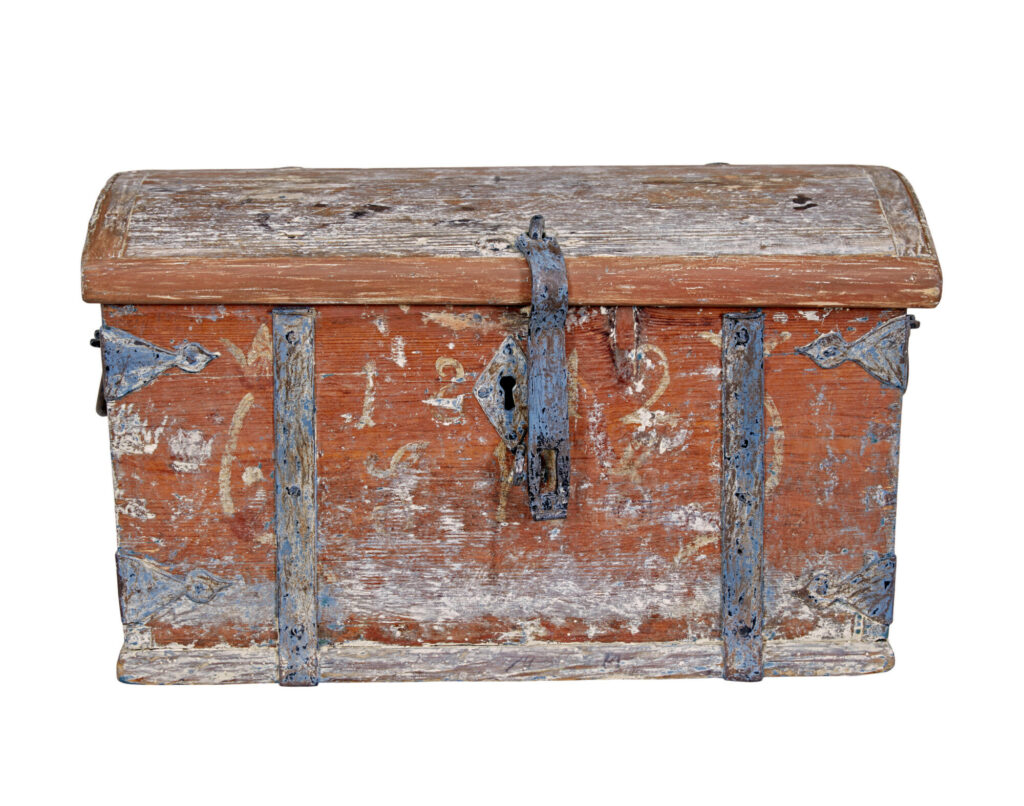 Small Mid 19th Century Swedish Painted Pine Strong Box — image 2