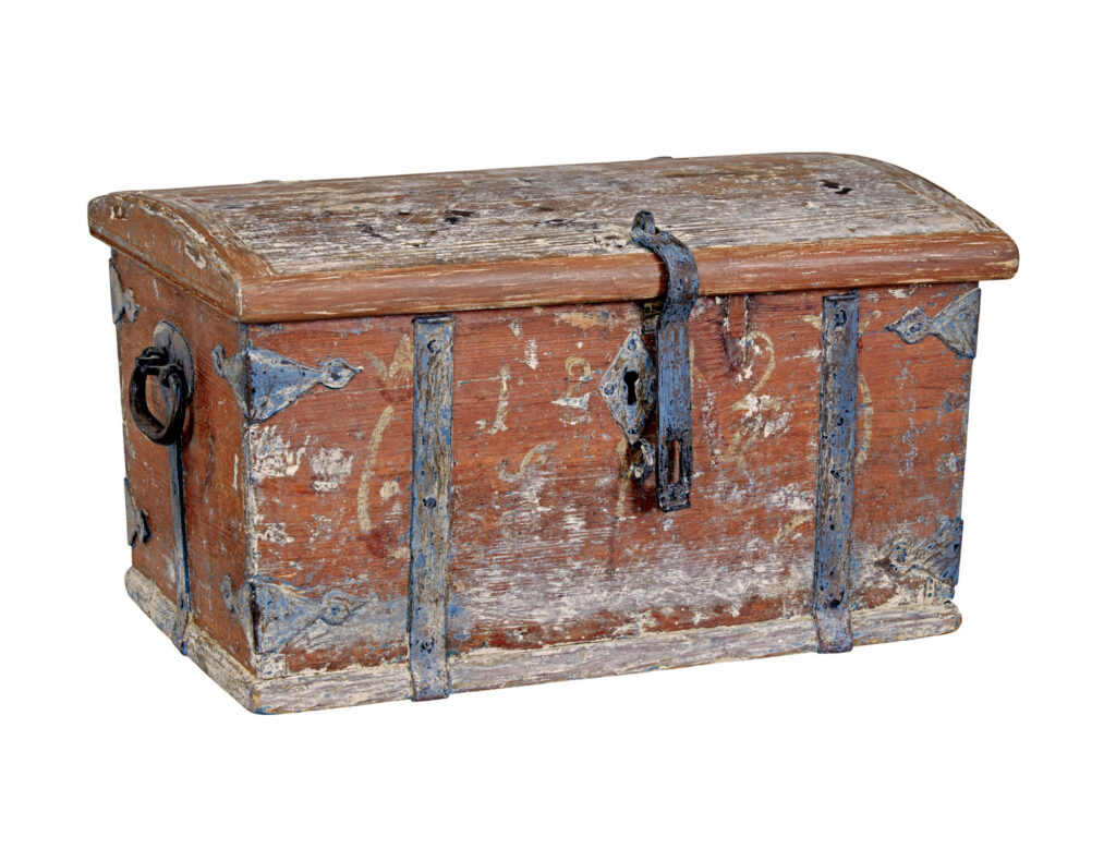 Small Mid 19th Century Swedish Painted Pine Strong Box