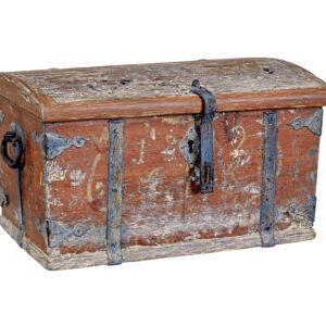 SMALL MID 19TH CENTURY SWEDISH PAINTED PINE STRONG BOX