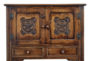English Carved Oak Gothic Revival Cupboard — thumbnail 3