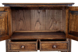 English Carved Oak Gothic Revival Cupboard — thumbnail 2