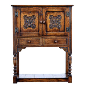 ENGLISH CARVED OAK GOTHIC REVIVAL CUPBOARD