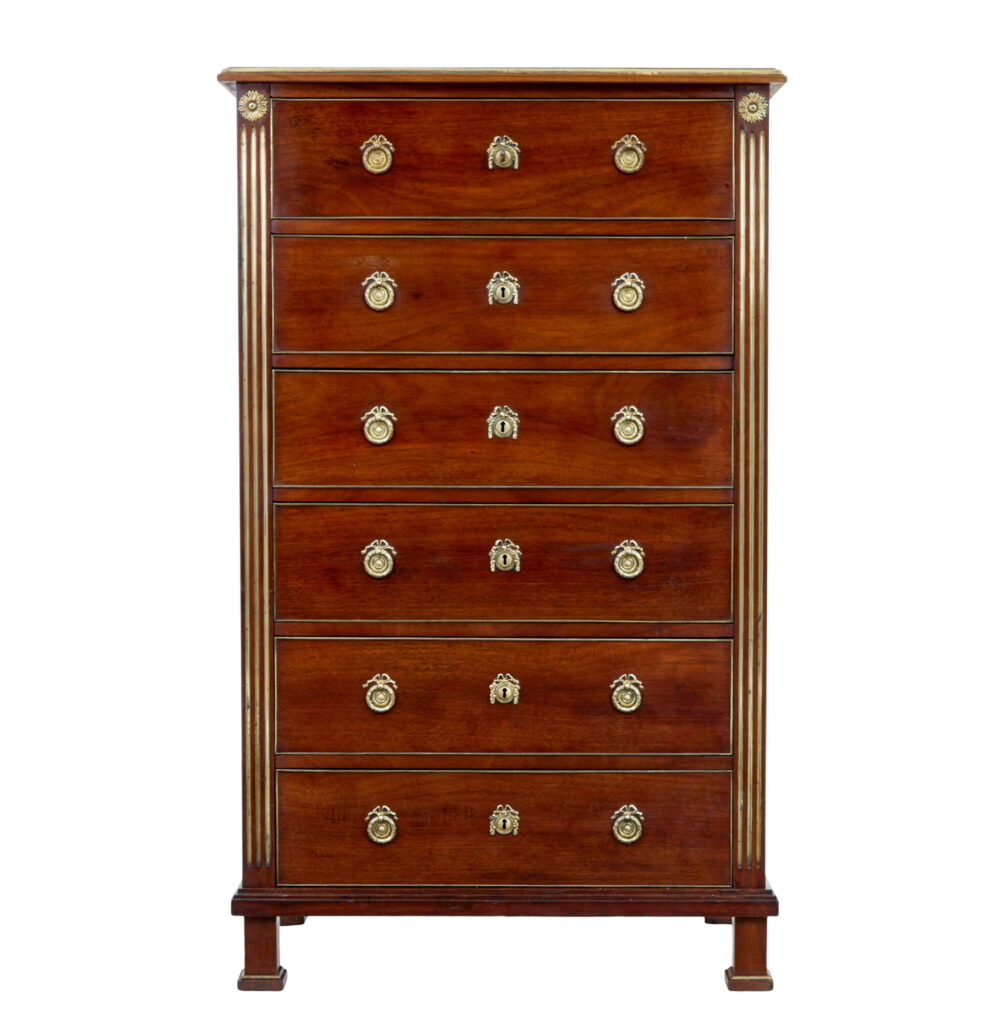 19th Century Mahogany and Brass Tall Chest of Drawers — image 6