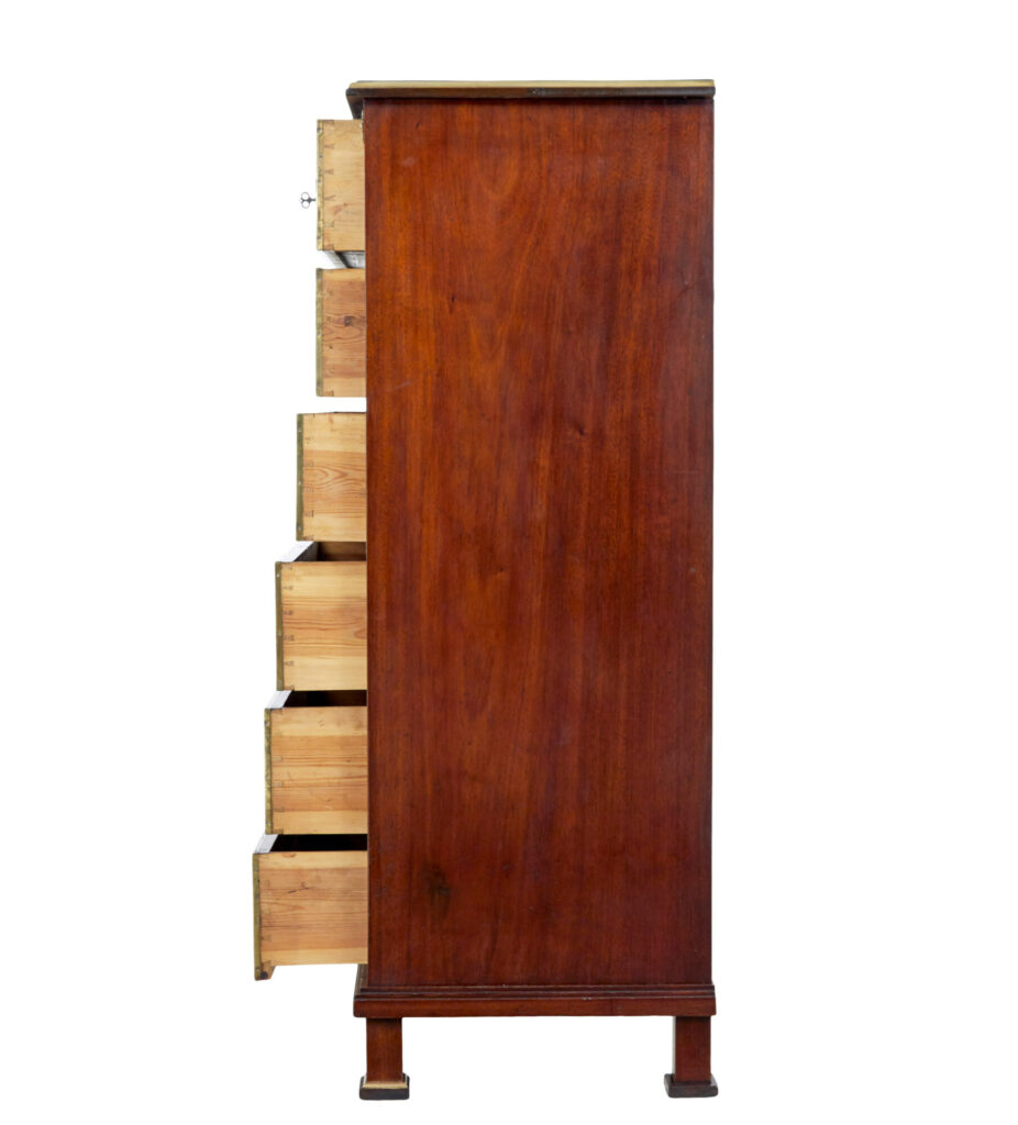19th Century Mahogany and Brass Tall Chest of Drawers — image 4