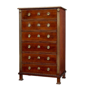 19TH CENTURY MAHOGANY AND BRASS TALL CHEST OF DRAWERS
