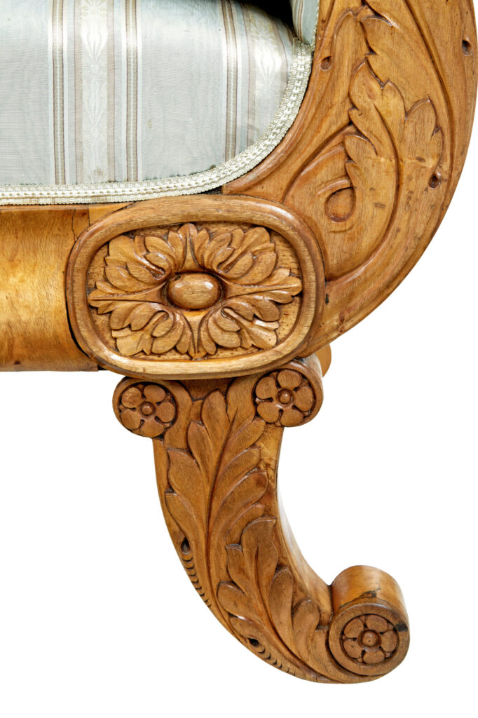 19th Century Swedish Carved Birch Sofa — image 9