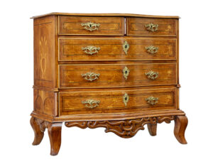 EARLY 19TH CENTURY SWEDISH BAROQUE OAK INLAID CHEST OF DRAWERS