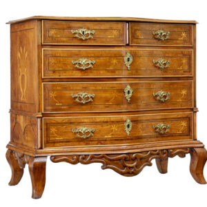 EARLY 19TH CENTURY SWEDISH BAROQUE OAK INLAID CHEST OF DRAWERS