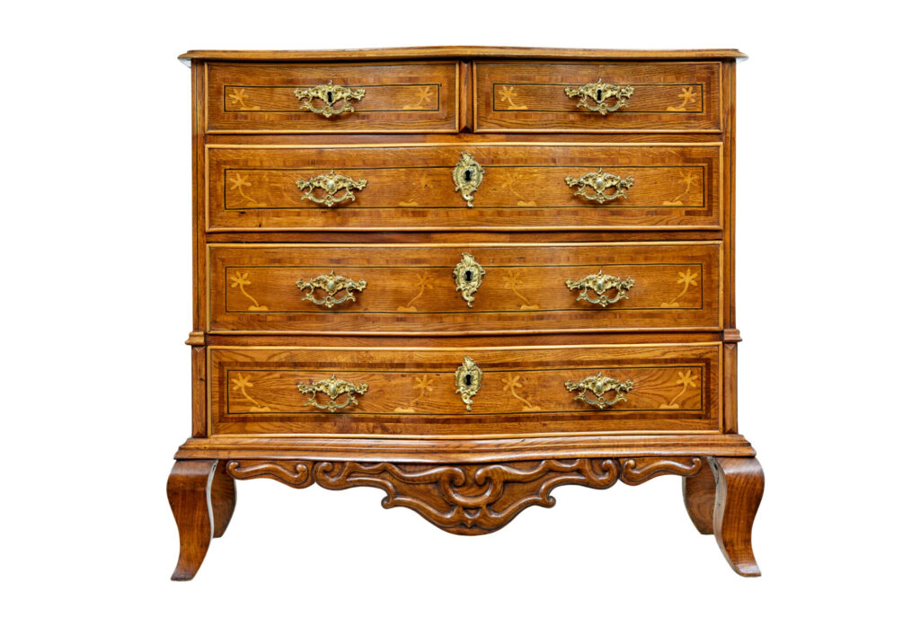 Early 19th Century Swedish Baroque Oak Inlaid Chest of Drawers — image 11