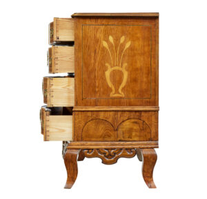 Early 19th Century Swedish Baroque Oak Inlaid Chest of Drawers — thumbnail 9