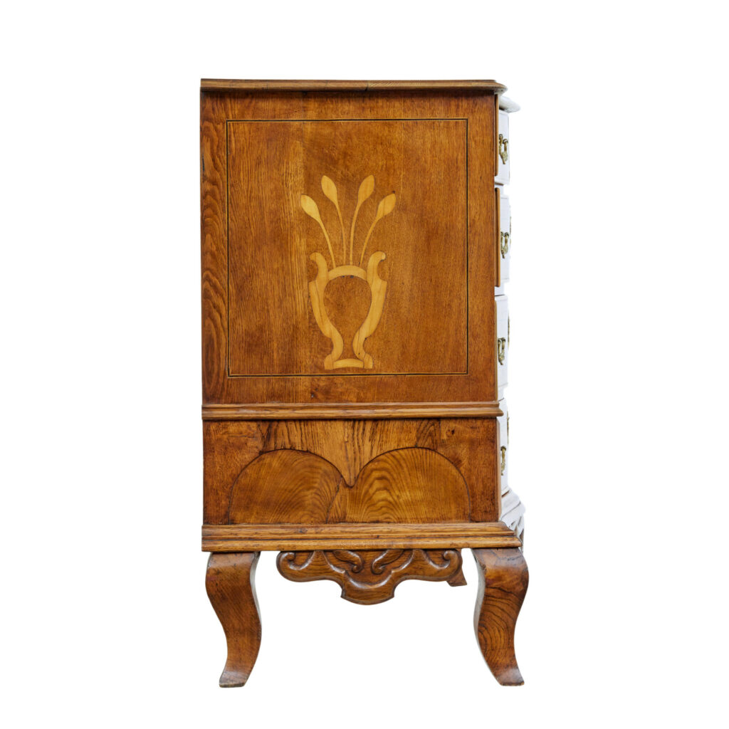 Early 19th Century Swedish Baroque Oak Inlaid Chest of Drawers — image 7