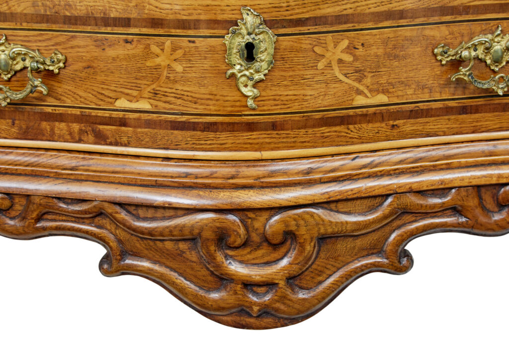 Early 19th Century Swedish Baroque Oak Inlaid Chest of Drawers — image 6
