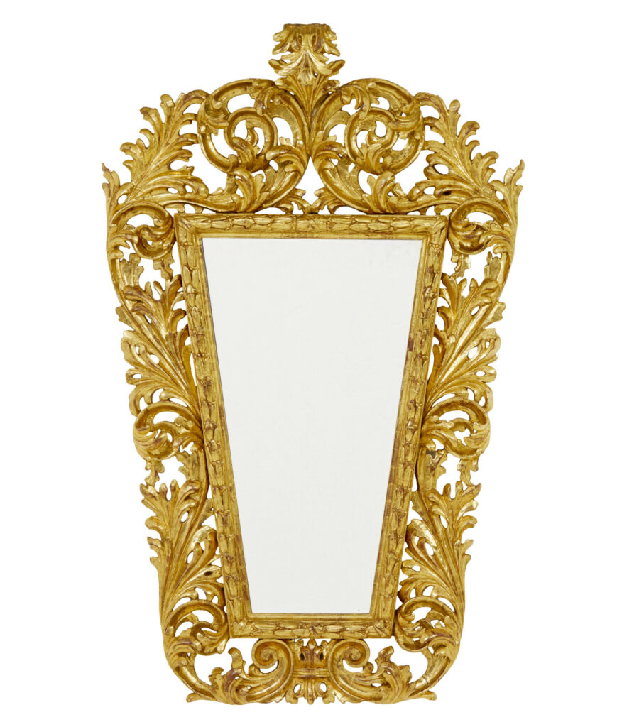18th Century Carved Italian Rococo Giltwood Mirror