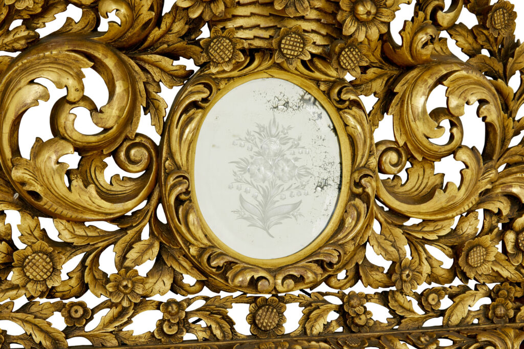 Early 20th Century Carved Wood Baroque Influenced Cushion Mirror — image 7