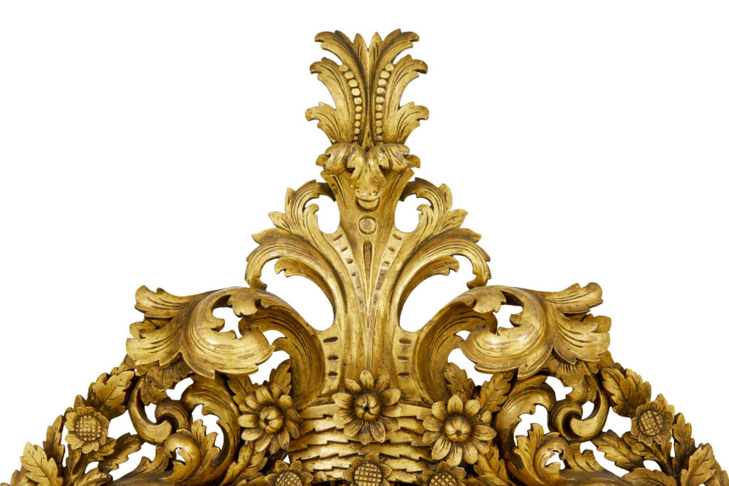 Early 20th Century Carved Wood Baroque Influenced Cushion Mirror — image 6