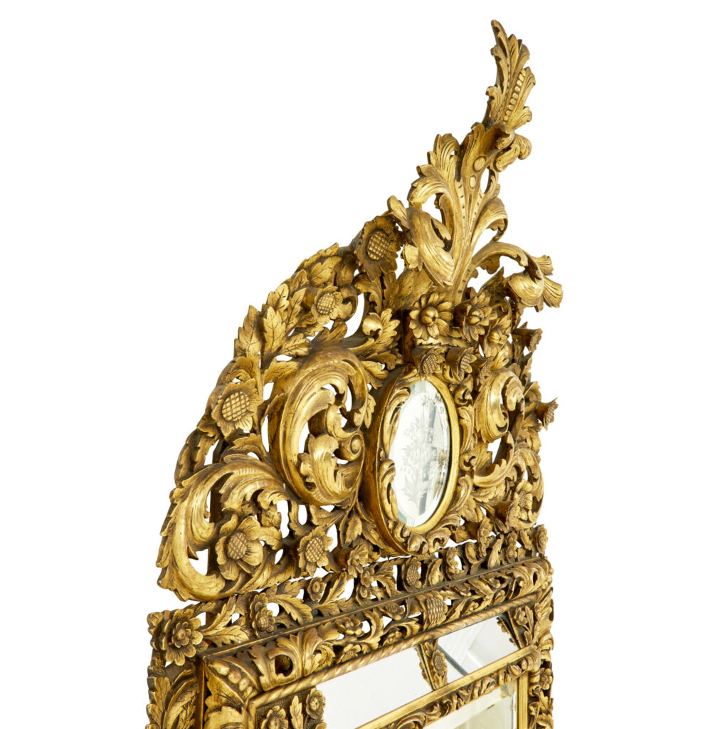 Early 20th Century Carved Wood Baroque Influenced Cushion Mirror — image 4