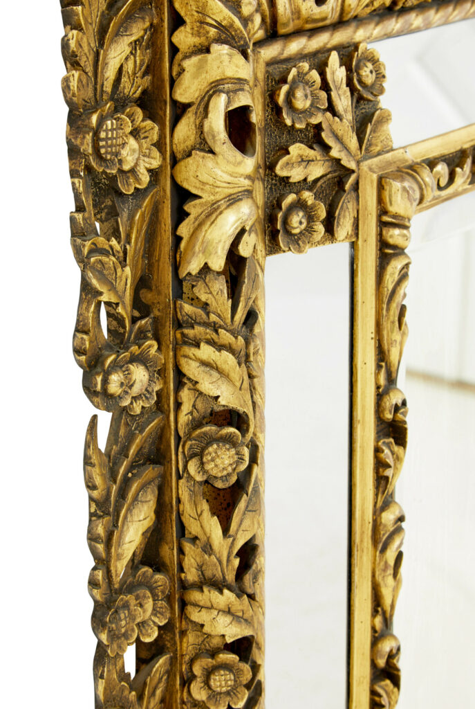 Early 20th Century Carved Wood Baroque Influenced Cushion Mirror — image 3