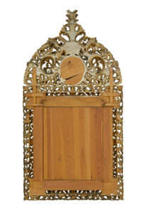 Early 20th Century Carved Wood Baroque Influenced Cushion Mirror — thumbnail 2