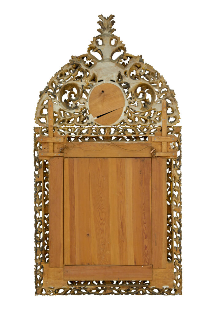 Early 20th Century Carved Wood Baroque Influenced Cushion Mirror — image 2