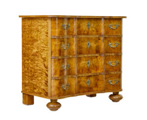 MID CENTURY SWEDISH BIRCH SHAPED CHEST OF DRAWERS