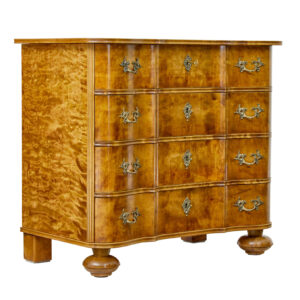 MID CENTURY SWEDISH BIRCH SHAPED CHEST OF DRAWERS