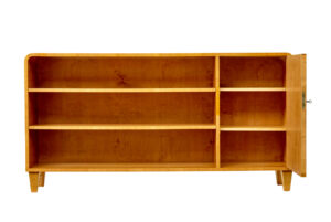 Scandinavian Elm and Burr Low Open Bookcase — thumbnail 7