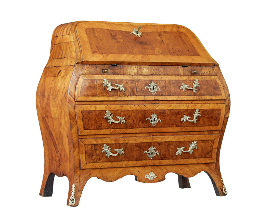 Rococo 18th Century Yew and Elm Bureau Desk