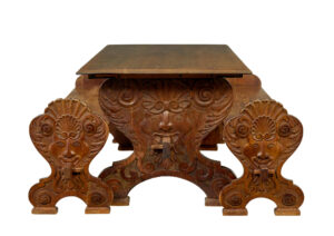 Flemish 19th Century Carved Oak Gothic Revival Dining Table and Benches — thumbnail 8