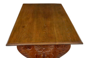 Flemish 19th Century Carved Oak Gothic Revival Dining Table and Benches — thumbnail 5