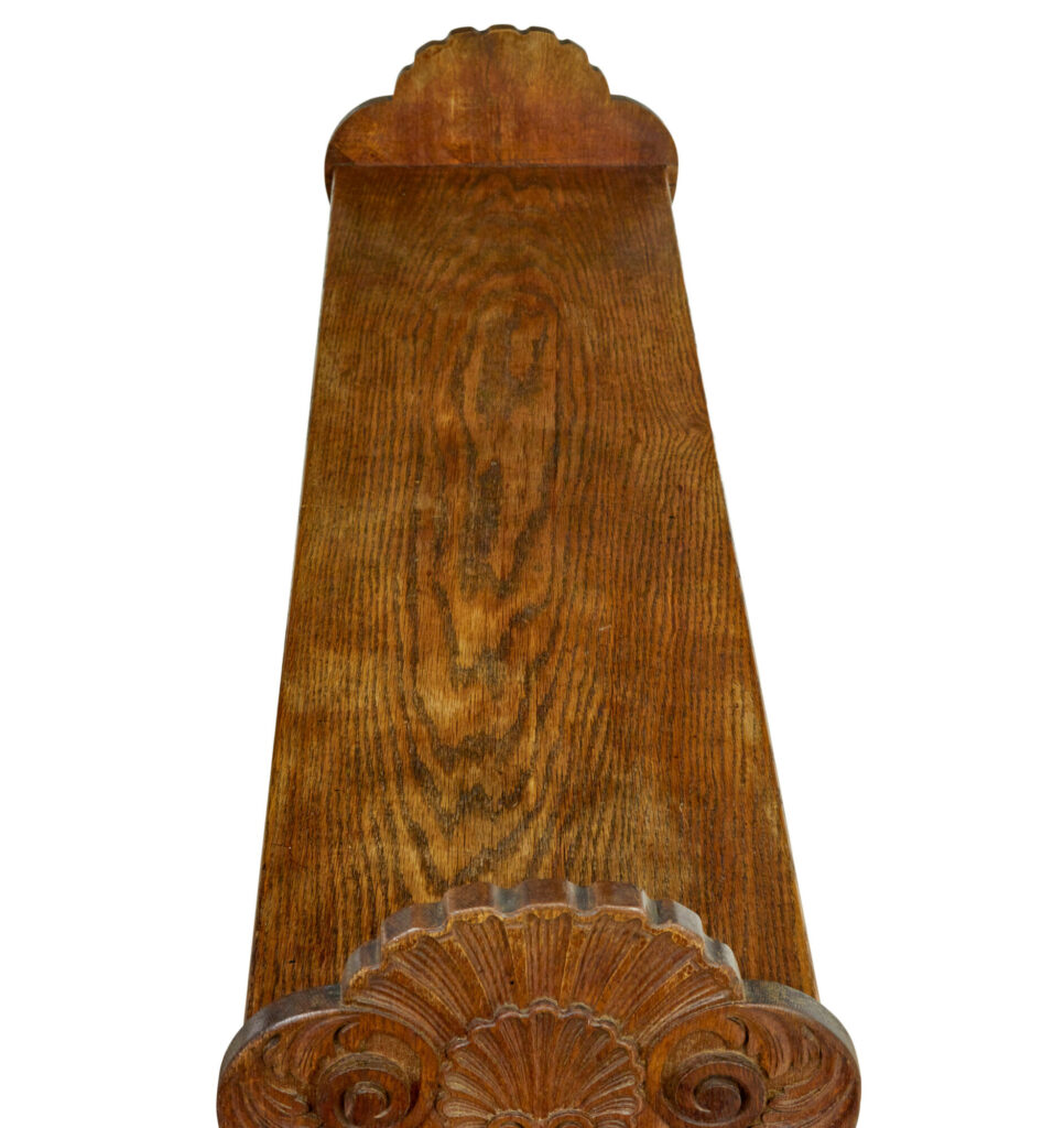 Flemish 19th Century Carved Oak Gothic Revival Dining Table and Benches — image 4