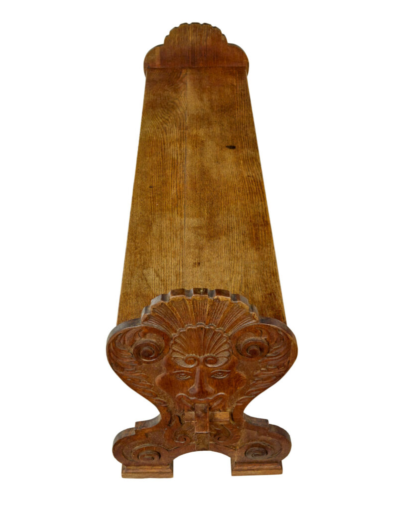 Flemish 19th Century Carved Oak Gothic Revival Dining Table and Benches — image 3