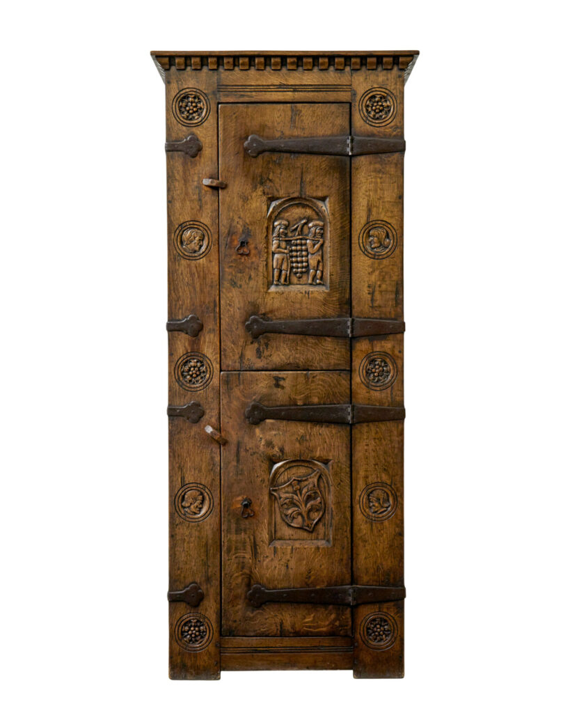Mid Century Gothic Revival Carved Oak Hall Cupboard — image 9