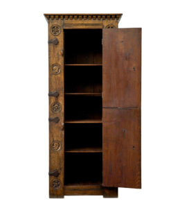 Mid Century Gothic Revival Carved Oak Hall Cupboard — thumbnail 8