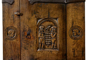 Mid Century Gothic Revival Carved Oak Hall Cupboard — thumbnail 4