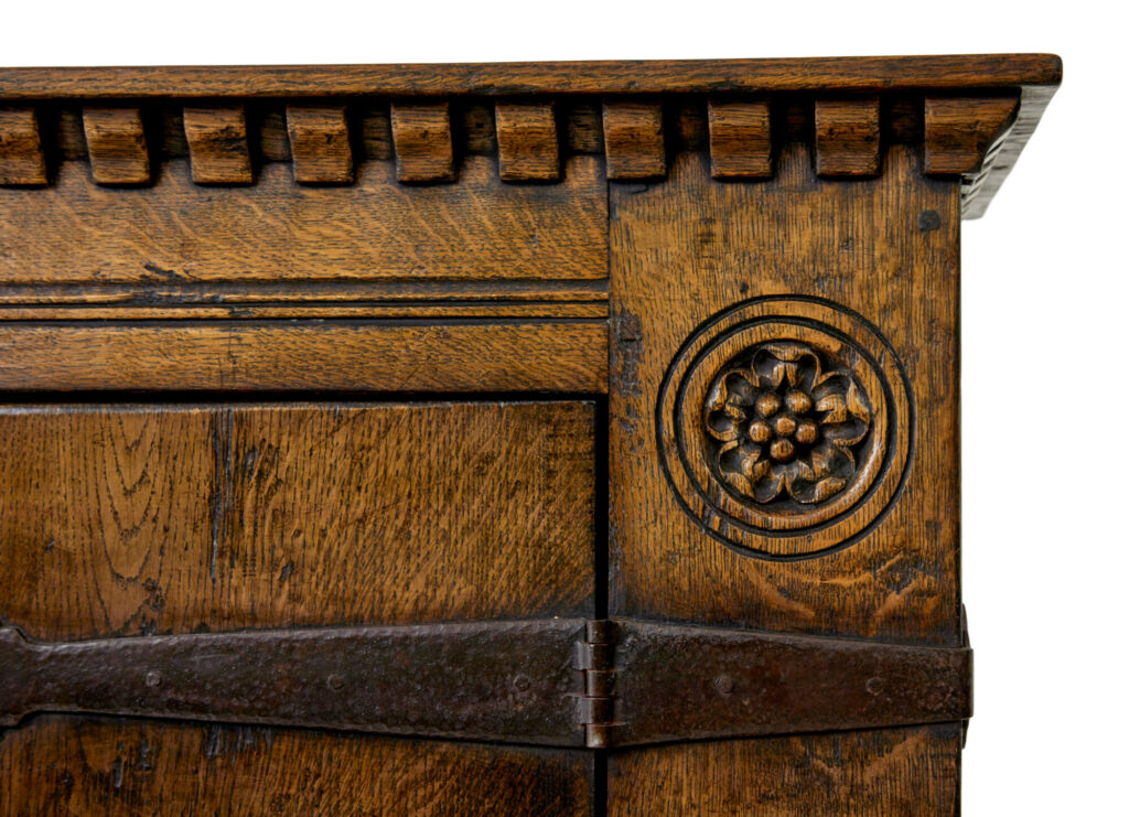 Mid Century Gothic Revival Carved Oak Hall Cupboard — image 3